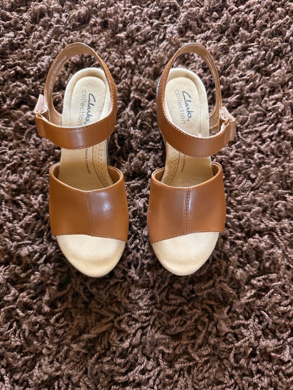 Clarks Tan Leather Open-Toe Slingback Sandals
